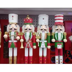 GENERICO - Cascanueces de navidad pack de 4 modelos color rojo y verde 38cm