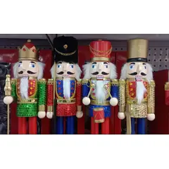 GENERICO - Cascanueces de navidad pack de 4 modelos ropa lentejuelas 38cm