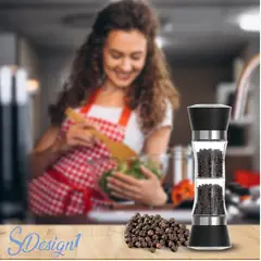 GENERICO - Molinillo de Sal y Pimienta Doble NEGRO