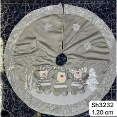 GENERICO - Pisos para arbol navideños de 120cm 3 muñecos plateado