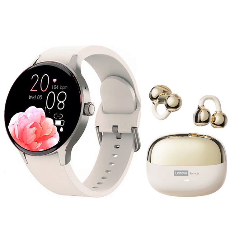 LE06 Audífonos-Blanco y Y80 B Reloj inteligente