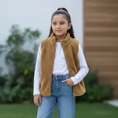 GENERICO - Chaleco Peluche Caramelo Niña Angela Kids