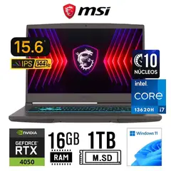 MSI - Laptop Gaming Thin 15 156 Intel i7 13620H 16GB 1TB SSD RTX 4050 VIDEO 6GB 144Hz