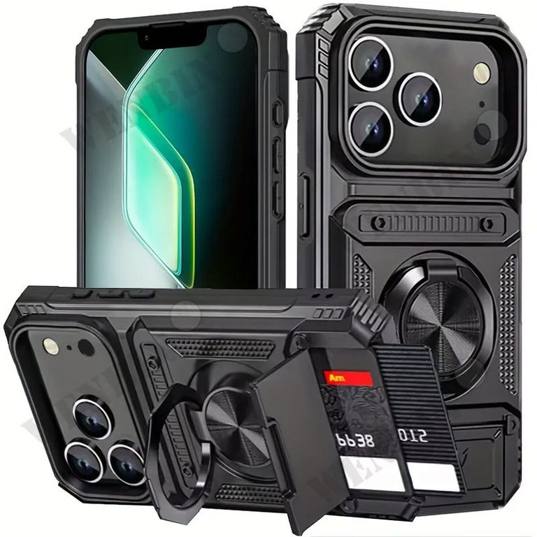 Carcasa Para iPhone 17 Pro Max Tarjetero Anillo Magnético Holder