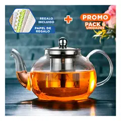 GENERICO - Pack6 Infusor con Asa y Tapa 900ml Y+Papel de Regalo