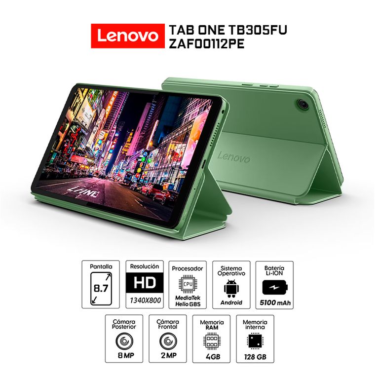 Tablet Tab One TB305FU 4Gb Ram/ 128Gb eMMC/ 8.7″/ Android 14 + Folio Case/ ZAF00112PE-Green