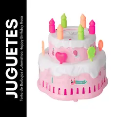 GENERICO - Torta de Burbujas Automática Happy Birthday Rosa