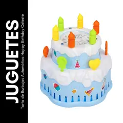 GENERICO - Torta de Burbujas Automática Happy Birthday Celeste