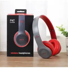GENERICO - Audífonos Inalámbricos P47 Deportivo Radio MicroSD -ROJO