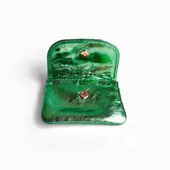 IRISABA - MONEDERO DE CUERO PARA MUJER SERENA VERDE METALIZADO