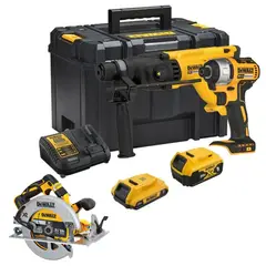 DEWALT - Rotomartillo Sds-Plus + Atornillador 1/4" 2 Bat + Sierra 7 1/4'' 20V XR DCK260D1P1T-K13