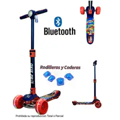 OXIEPRO - Scooter para Niños Plegable con Bluetooth Luces Azul Car