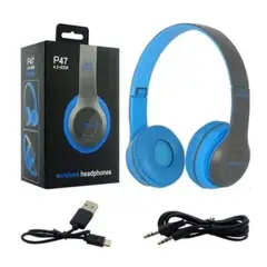 GENERICO - Audífonos Inalámbricos P47 Deportivo Radio MicroSD - AZUL