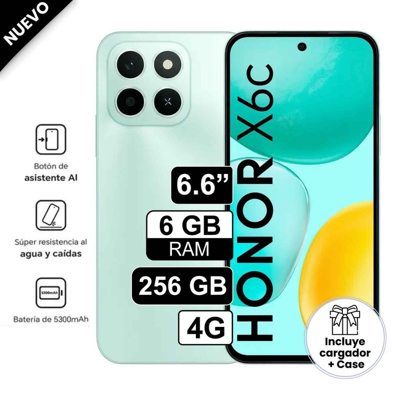 Celular X6C 256GB 6GB RAM cámara principal 50MP + 5MP frontal 6,6 Pulg CYAN