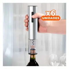 ANIMALIA - Pack6 Sacacorcho Electrico Plateado Y+Regalo Stickers