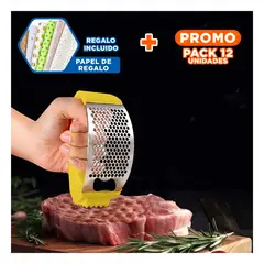 GENERICO - Pack12 Cortador de Ajo Recetas en Amarillo Y+Papel de Regalo