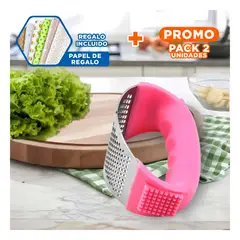 GENERICO - Pack2 Triturador de Ajo Practico Rosado Y+Papel de Regalo
