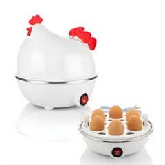 GENERICO - Hervidor Eléctrico de Huevos al Vapor Forma de Gallina 7 Huevos - Blanco