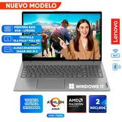 LENOVO - Laptop V15 G4 AMN, AMD ATHLON SILVER 7120U, 8GB LPDDR5, 256GB SSD, 15.6 PULG FULL HD