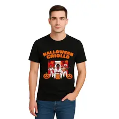 AQUA&MODA - Polo 100% Algodón Estilo Clasico Unisex AquaModa Logo HalloWeen Criollo POHWP4