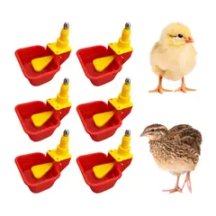 GENERICO - PACK X6 BEBEDERO AUTOMÁTICO NIPLE PARA CODORNIZ POLLO PATOS ROJO
