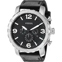 FOSSIL - Reloj Nate JR1436 Negro De Cuero Piel Para Hombre