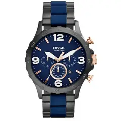 FOSSIL - Reloj Nate JR1494 Gris - Azul De Acero inoxidable Para Hombre