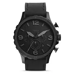 FOSSIL - Reloj Nate JR1354 Negro De Cuero Piel Para Hombre