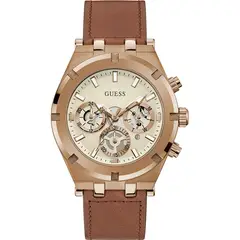 GUESS - Reloj Continental GW0262G3 Cafe De Cuero Piel Para Hombre
