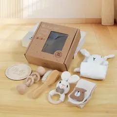 GENERICO - Kit Regalo Bebé Nacimiento 6 Piezas Nórdico Natural