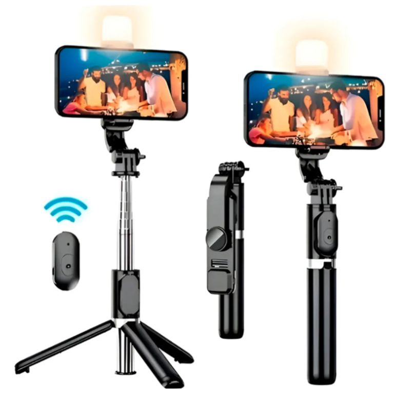 Palo selfie Monopodo tripode con bluetooth y luz led