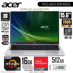 ACER - Laptop AL14-41P-R27P AMD Ryzen7-5700U 16GB RAM 512GB SSD 15.6" - Light Silver