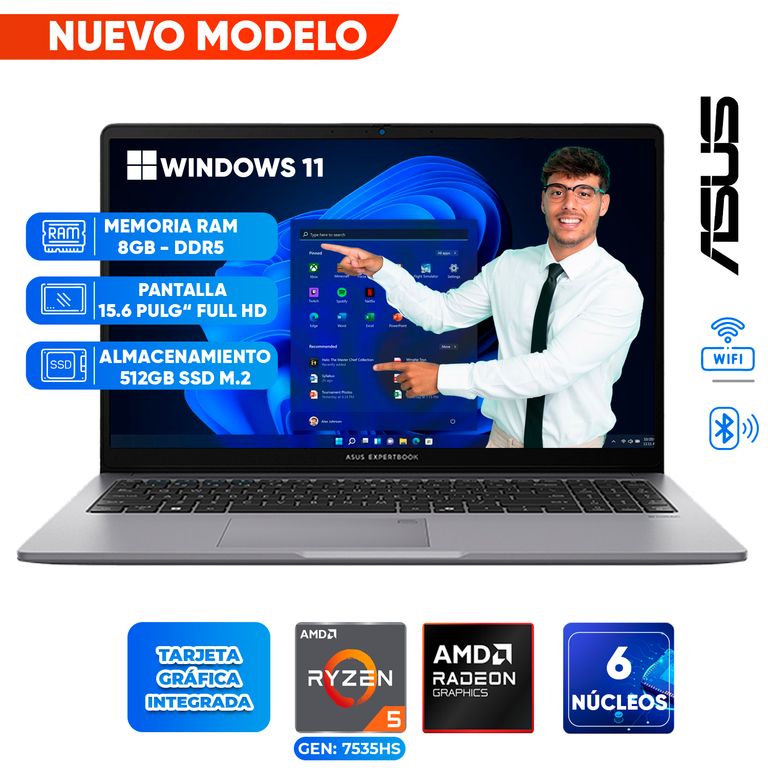 Laptop PM1503CDA-S70013, AMD Ryzen 5 7535HS, 8GB DDR5, 512GB SSD, 15.6 PULG LED FHD