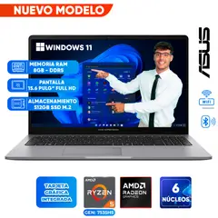 ASUS - Laptop PM1503CDA-S70013, AMD Ryzen 5 7535HS, 8GB DDR5, 512GB SSD, 15.6 PULG LED FHD
