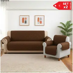 INSPIRA MARKET - Set Cobertor Protector de Sofá Reversible de 1 y 2 cuerpos