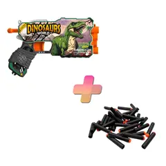 BAIHUI TOYS - PISTOLA DE JUGUETE DE 12 DARDOS-DINOSAURS WORLD Y 24 DARDOS DE REGALO