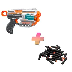 BAIHUI TOYS - PISTOLA DE JUGUETE DE 12 DARDOS-BLANCO-RUEDA GIRATORIA Y 24 DARDOS DE REGALO