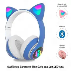 IMPORTADO MC - AUDÍFONO BLUETOOTH GATO CON LUZ LED -AZUL
