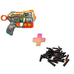 BAIHUI TOYS - PISTOLA DE JUGUETE DE 6 DARDOS-DINOSAURS WORLD Y 24 DARDOS DE REGALO