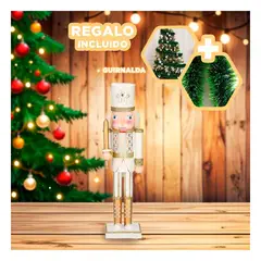 GENERICO - Cascanuez Figura de Fiesta Dorado y Blanco Y+Guirnalda Nav