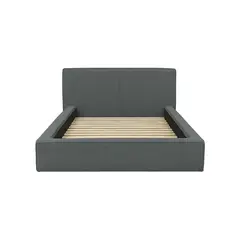 MUEBLES MACRUMO - Cama tapizada Lisa - 15plz Gris oscuro