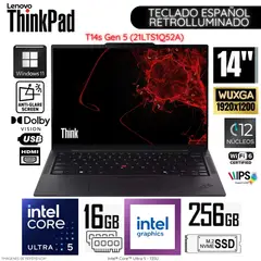 LENOVO - Laptop ThinkPad T14S GEN Intel Core Ultra 5-135U 16GB RAM 256GB SSD 14" WUXGA WIN11