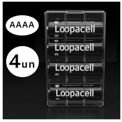 GENERICO - Pack 4 Baterias Pilas 4A Aaaa 1,5V Alcalina LOOPACELL + Estuche Protector Transportador