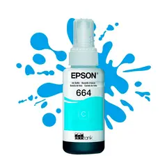 EPSON - Botella de Tinta Cian T664 Original de Alto Rendimiento