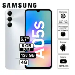 SAMSUNG - Celular Galaxy A05s 128GB 6GB RAM - PANTALLA 6.7" - GRIS