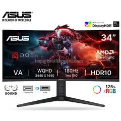 ASUS - MONITOR Tuf Gaming VG34VQL3A 34 CURVO VA WQHD 180Hz 1ms FreeSync