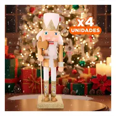 ANIMALIA - Pack4 Cascanuez Navidad en Dorado y Blanco Y+Regalo Stickers