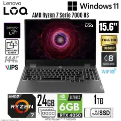LENOVO - Laptop LOQ 15ARP9 AMD Ryzen 7 7435HS 24GB RAM 1TB SSD RTX 4060-8GB 15.6" FHD 144Hz