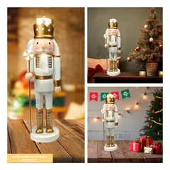 GENERICO - Cascanuez con Baston de Caramelo en Dorado y Blanco