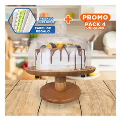 RYBIU IMPORT - Pack4 Base de Torta para Fiestas 24cm Y+Papel de Regalo